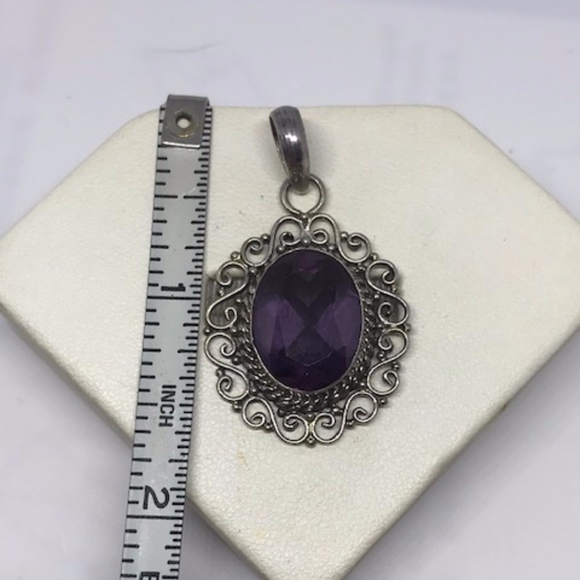 9.5 Carat Amethyst in Filigree Sterling Pendant - Picture 4 of 6
